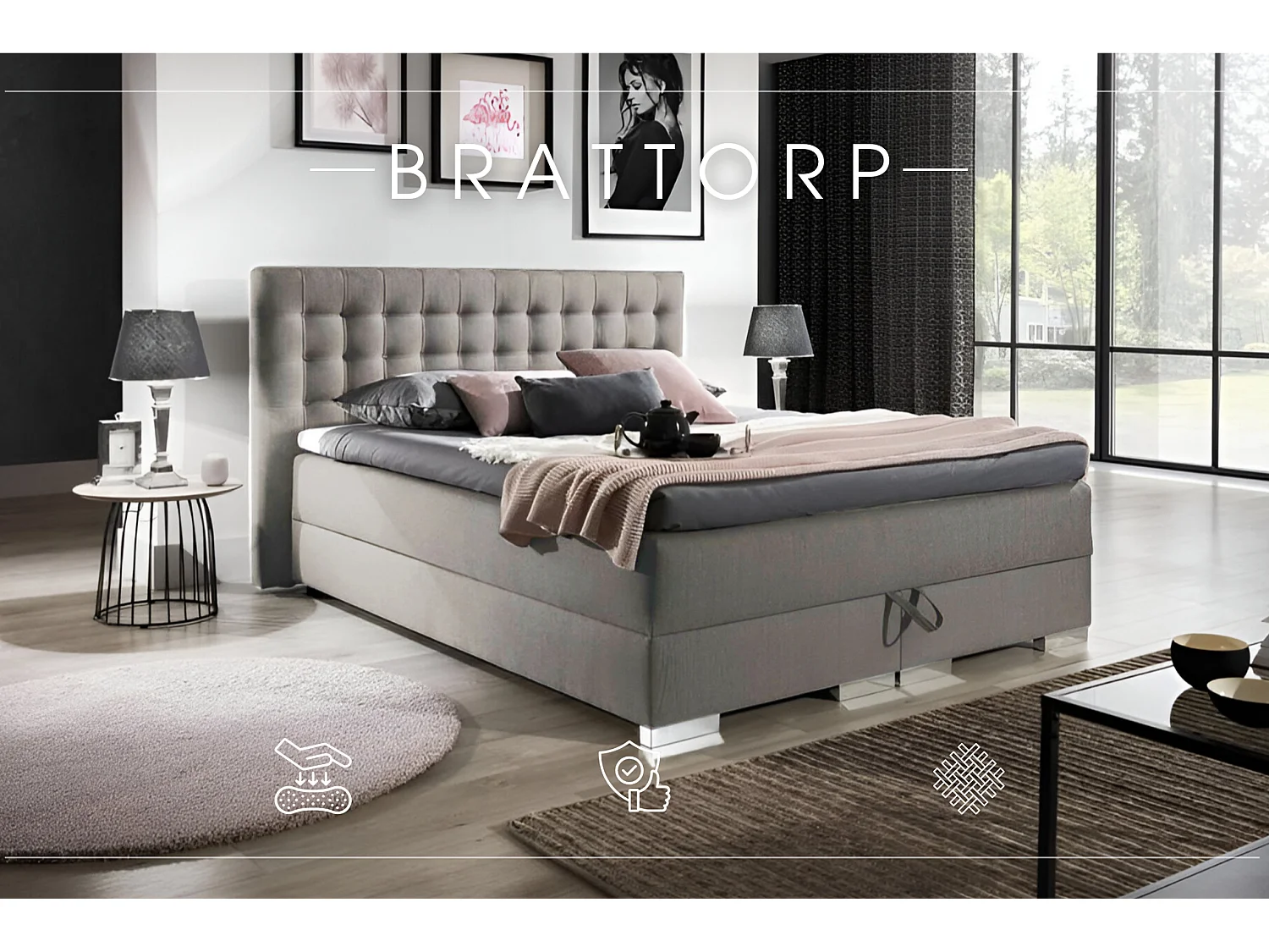 BOXSPRINGBETT mit Bettkasten Brattorp 2 160x200cm, Boss 03 - Braun