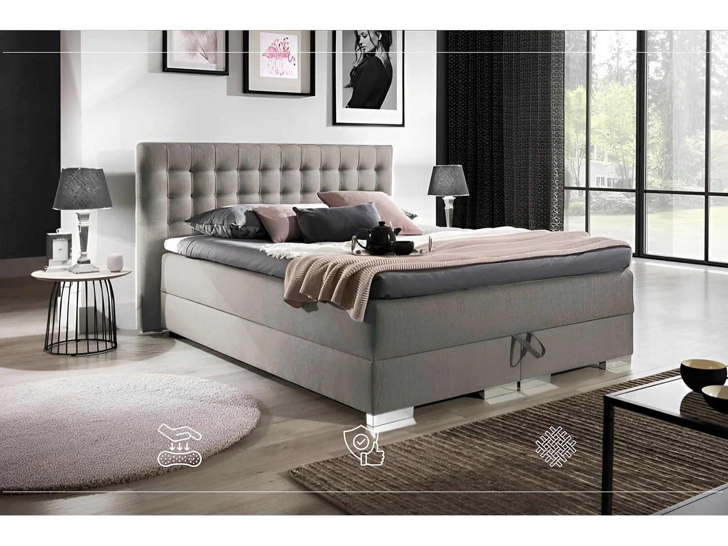 BOXSPRINGBETT mit Bettkasten Brattorp 2 160x200cm, Boss 03 - Braun