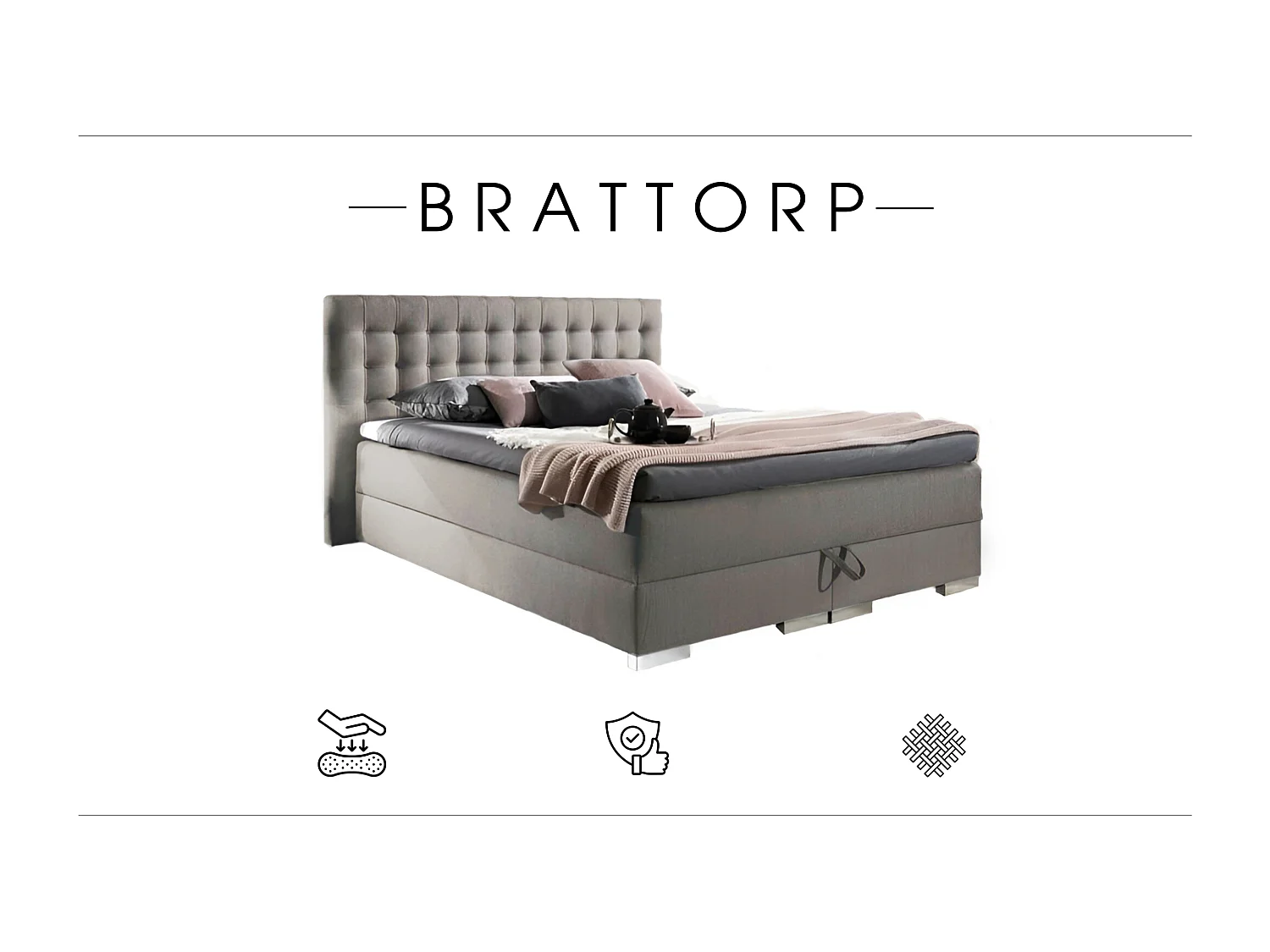 BOXSPRINGBETT mit Bettkasten Brattorp 2 160x200cm, Boss 03 - Braun