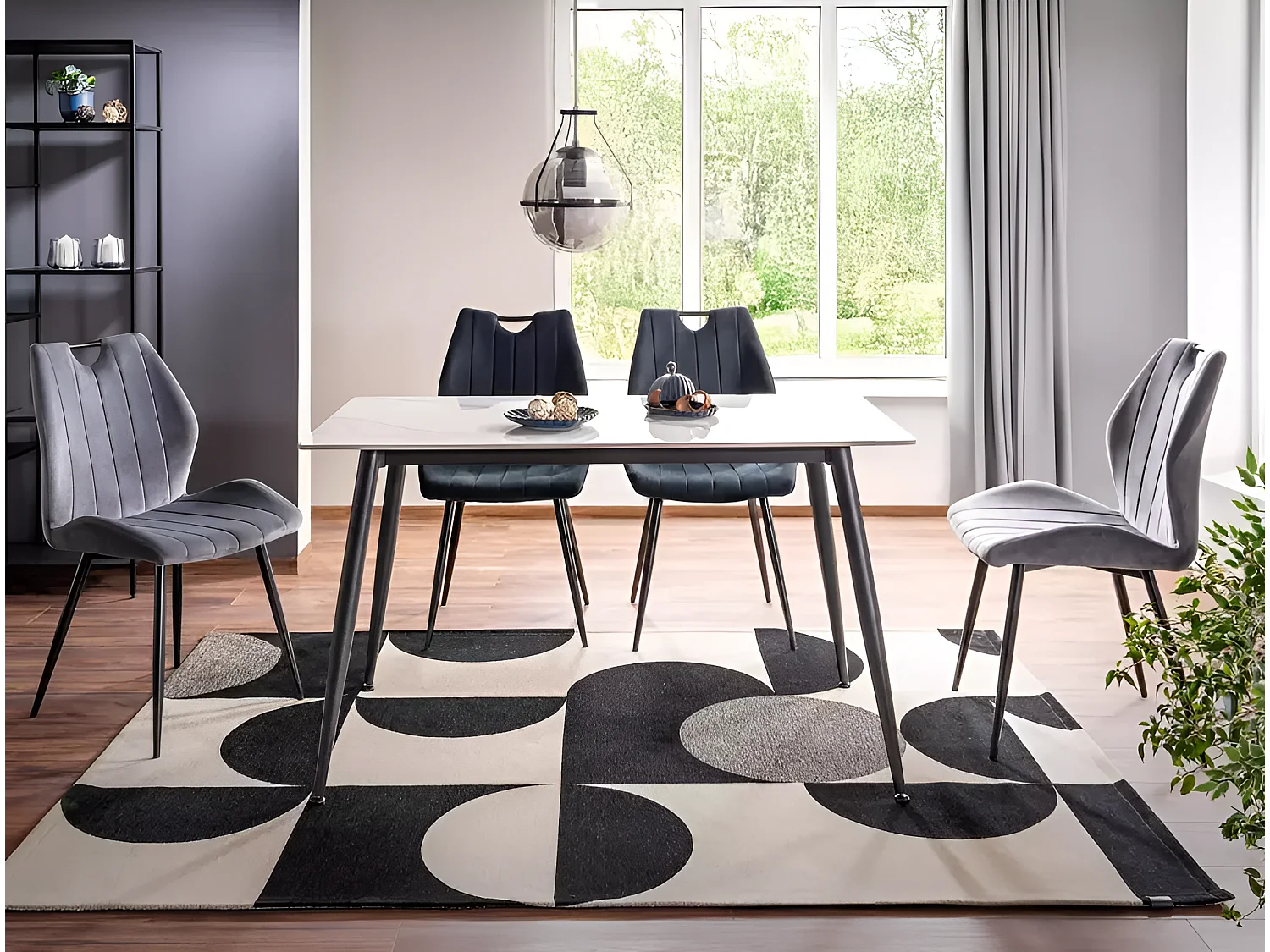 Table à manger Rion (70x130)/céramique/métal/Blanc