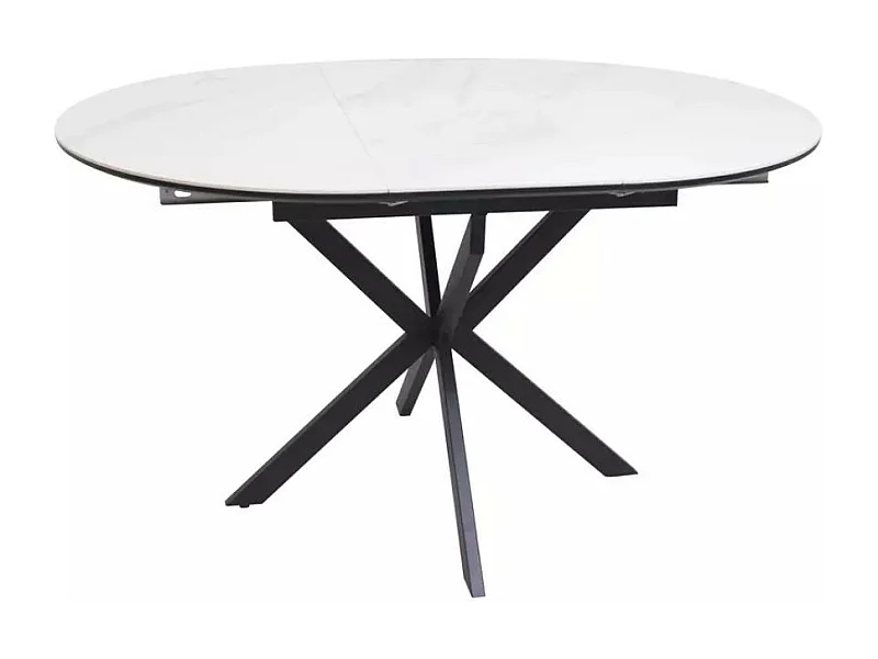 Table ronde extensible céramique blanche 100 / 135 cm Larry