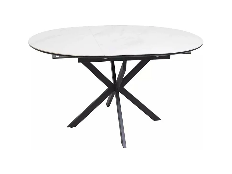 Table ronde extensible céramique blanche 100 / 135 cm Larry
