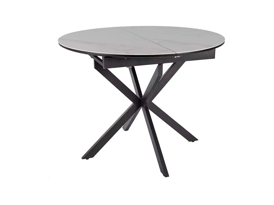 Table ronde extensible céramique blanche 100 / 135 cm Larry