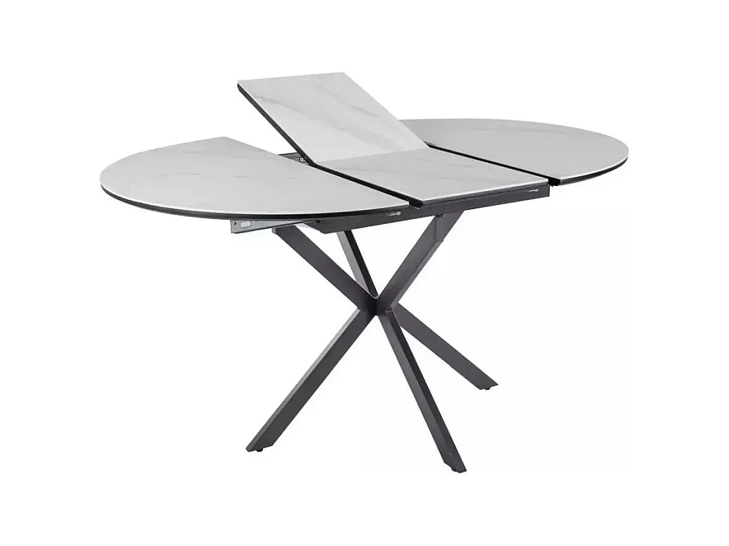 Table ronde extensible céramique blanche 100 / 135 cm Larry