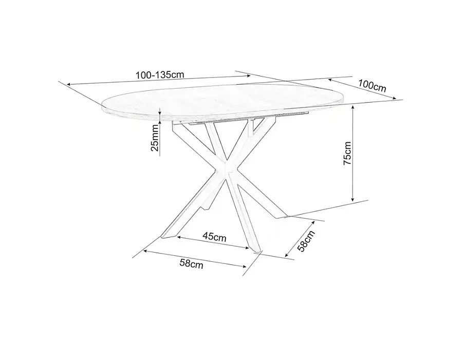 Table ronde extensible céramique blanche 100 / 135 cm Larry