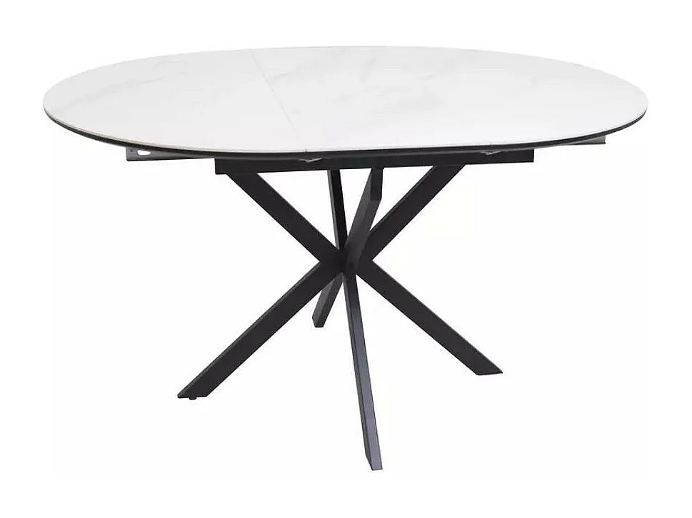 Table ronde extensible céramique blanche 100 / 135 cm Larry