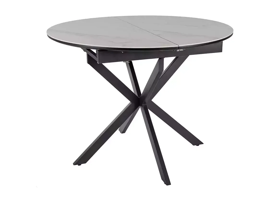 Table ronde extensible céramique blanche 100 / 135 cm Larry