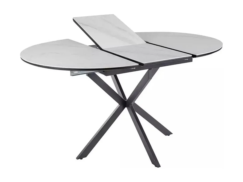 Table ronde extensible céramique blanche 100 / 135 cm Larry