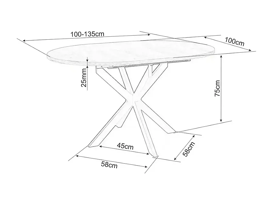 Table ronde extensible céramique blanche 100 / 135 cm Larry