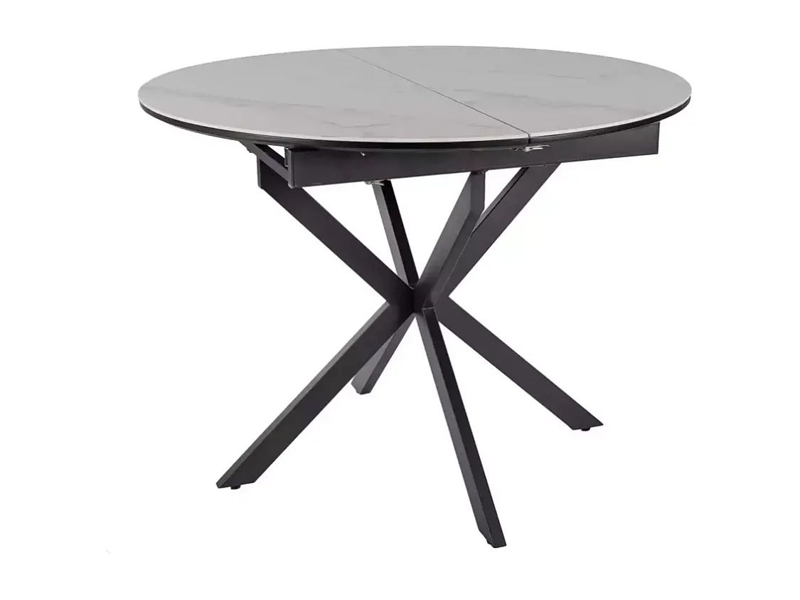 Table ronde extensible céramique blanche 100 / 135 cm Larry
