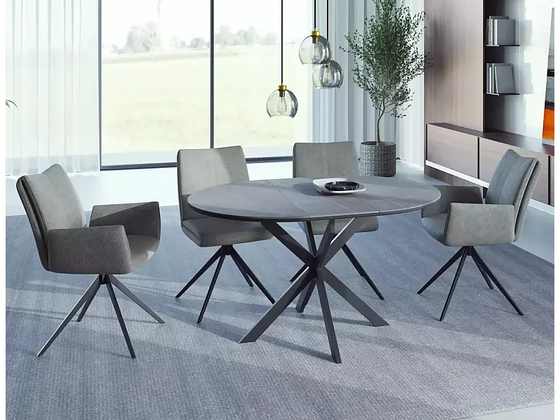 Tavolo da pranzo Gaston (100x135)/ceramica/metallo/Grigio