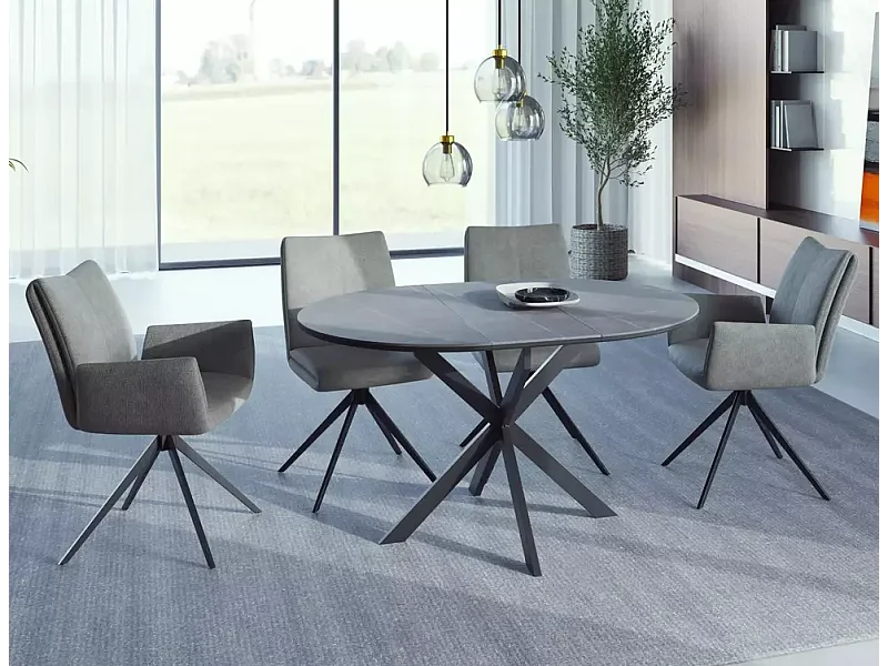 Esstisch Gaston(100x135)/Keramik/Metall/Grau