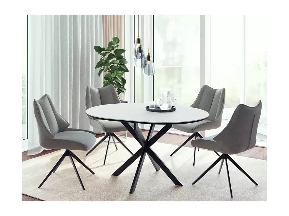 Esstisch Gaston(100x135)/Keramik/Metall/Weiss