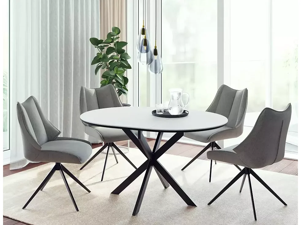 Esstisch Gaston(100x135)/Keramik/Metall/Weiss