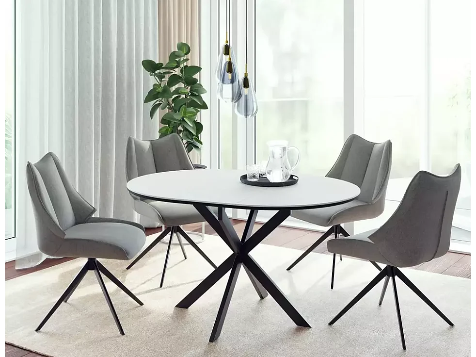 Esstisch Gaston(100x135)/Keramik/Metall/Weiss