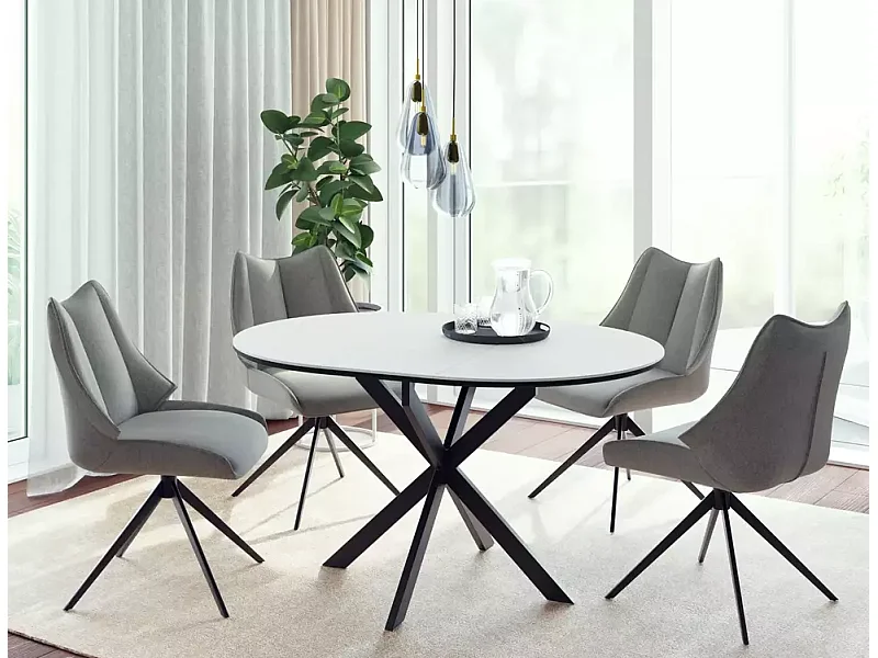 Tavolo da pranzo Gaston (100x135)/ceramica/metallo/Bianco