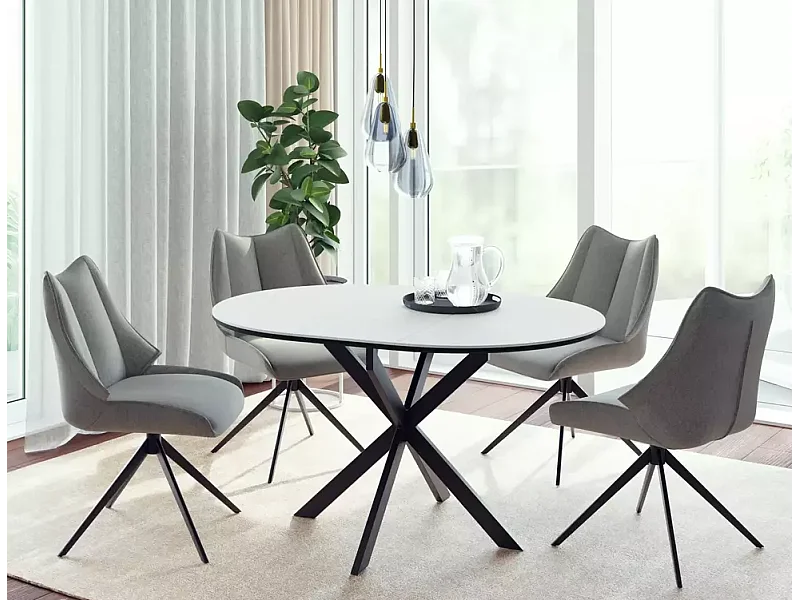 Tavolo da pranzo Gaston (100x135)/ceramica/metallo/Bianco