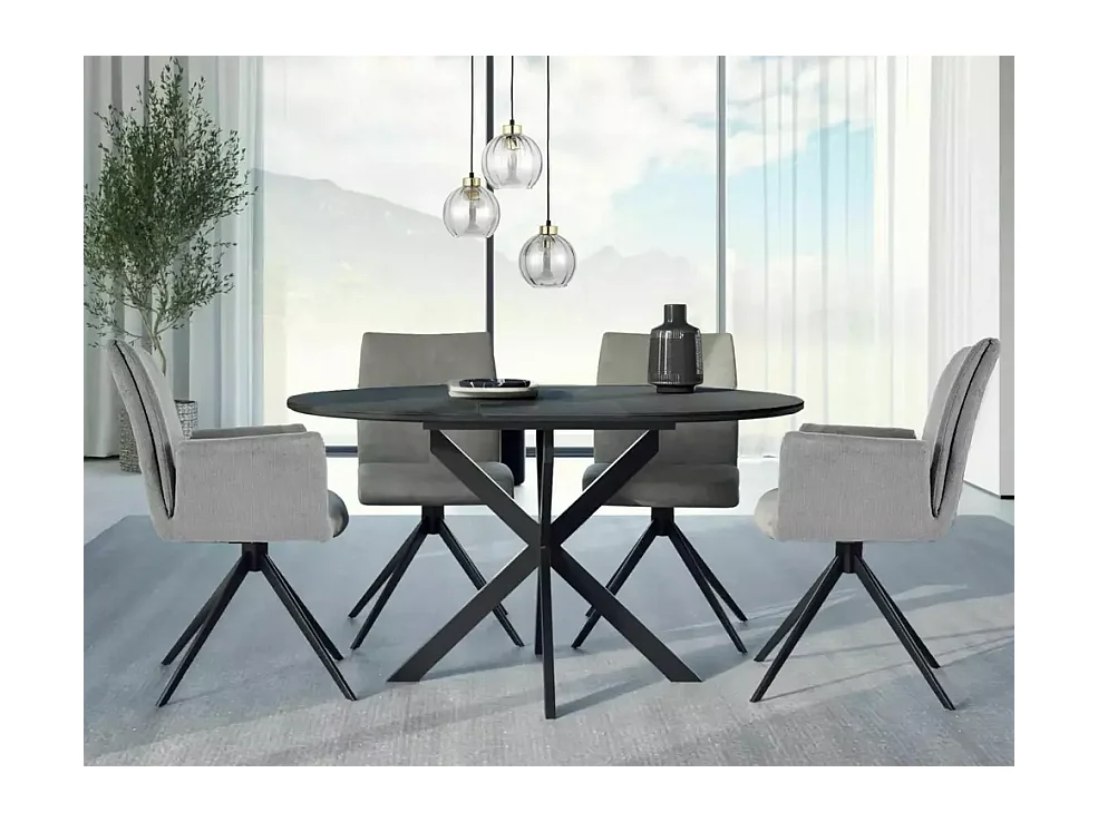 Esstisch Gaston(100x135)/Keramik/Metall/Schwarz