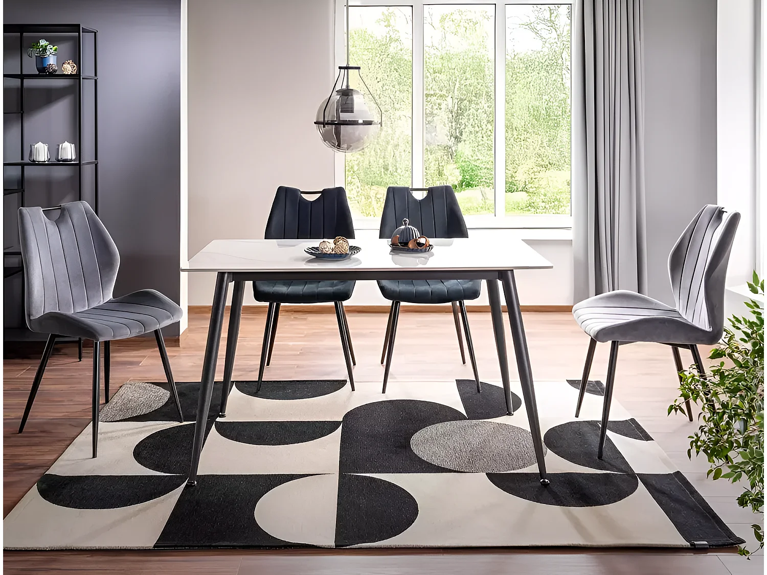 Esstisch  Rion (90x160)/Keramik/Metall/Weiss