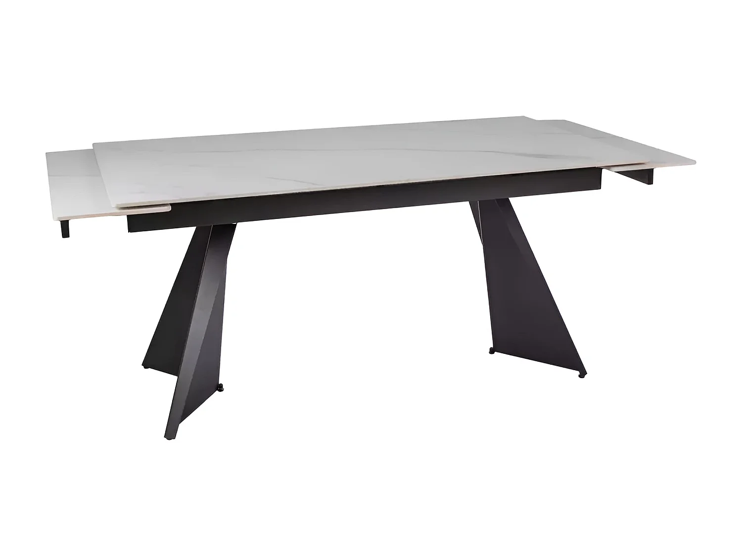 Table à manger Laconi (90x160-220)/céramique/métal/Blanc