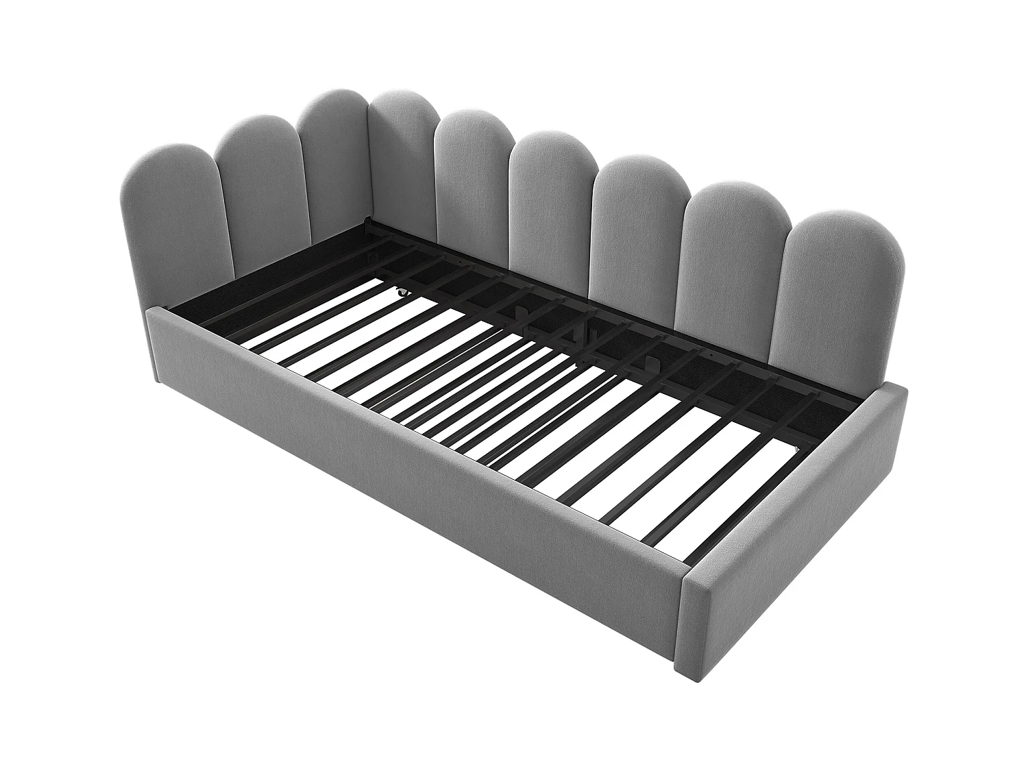 Polster-Ausziehbett - 90x200 cm + 90x190 cm - Kinder-Schlafsofa - ohne Matratze - Samt - grau