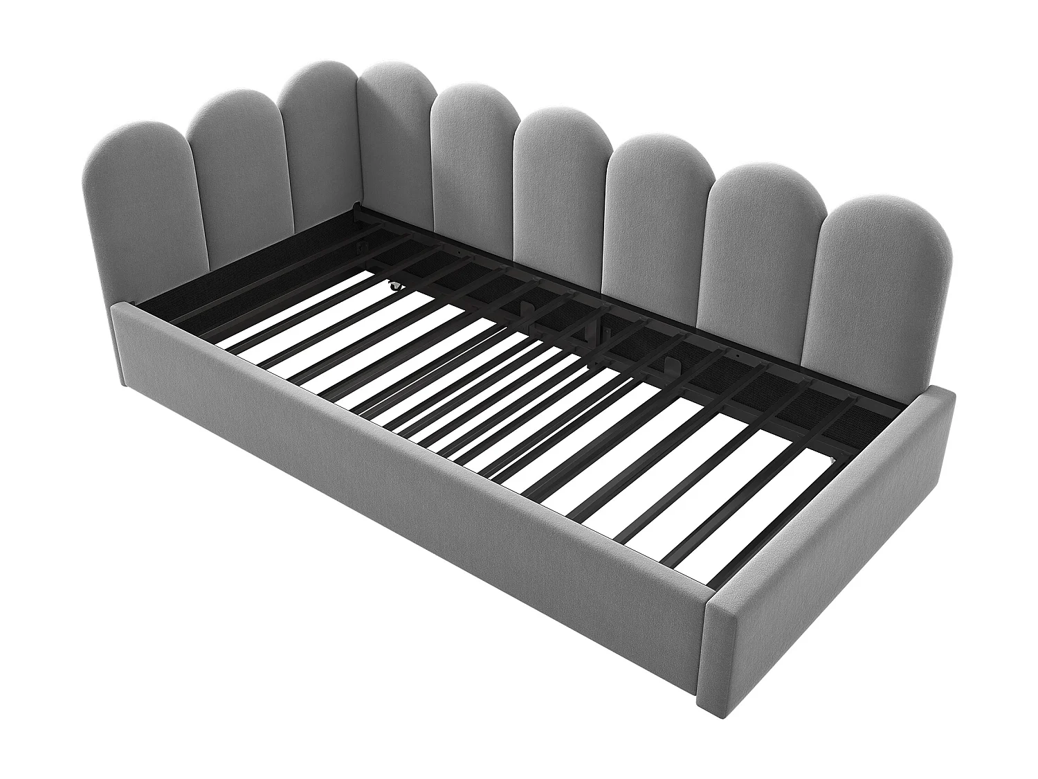 Lit gigogne rembourré - 90 x 200 cm + 90 x 190 cm - canapé-lit enfant - sans matelas - velours - gris