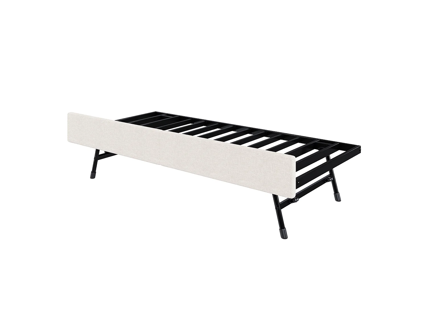 Lit gigogne simple - 2 x 90 x 190 cm - Canapé-lit avec USB - Lin + MDF - beige