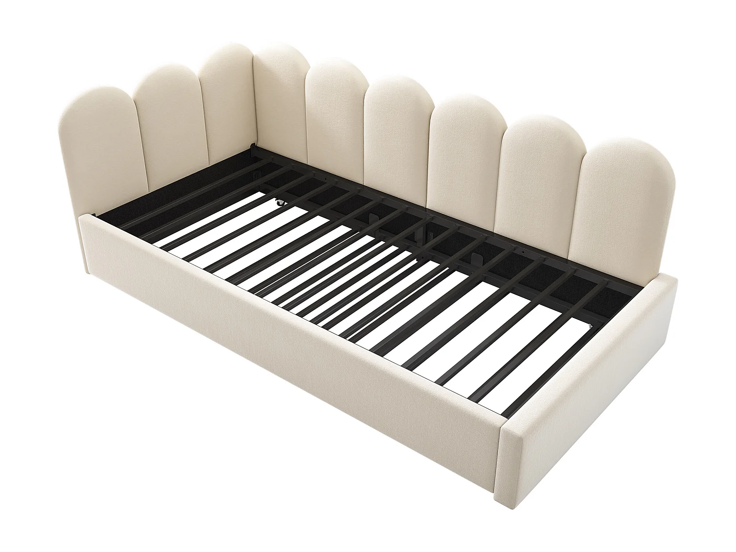 Lit gigogne rembourré - 90 x 200 cm + 90 x 190 cm - canapé-lit enfant - sans matelas - velours - beige