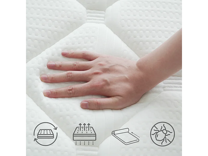 Matras 180x200 cm INRE, 30 cm - Memory Foam, Omkeerbaar, 7 ergonomische zones, Milieuvriendelijk en ademend materiaal, Optimaal comfort