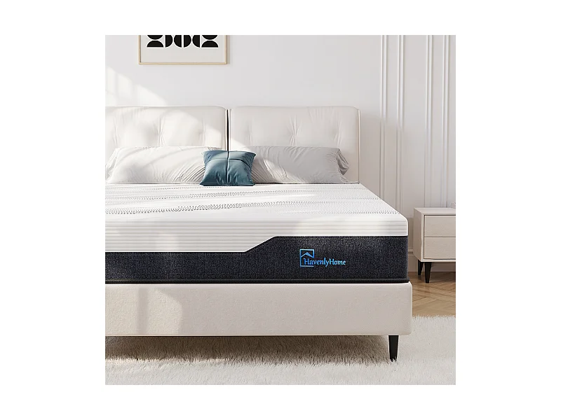 Matelas 160x200 cm HavenlyHome, Très épais 25 cm,Réversible Soutien, Mousse Mémoire de Forme, Anti-acarien,Anti-bactérien