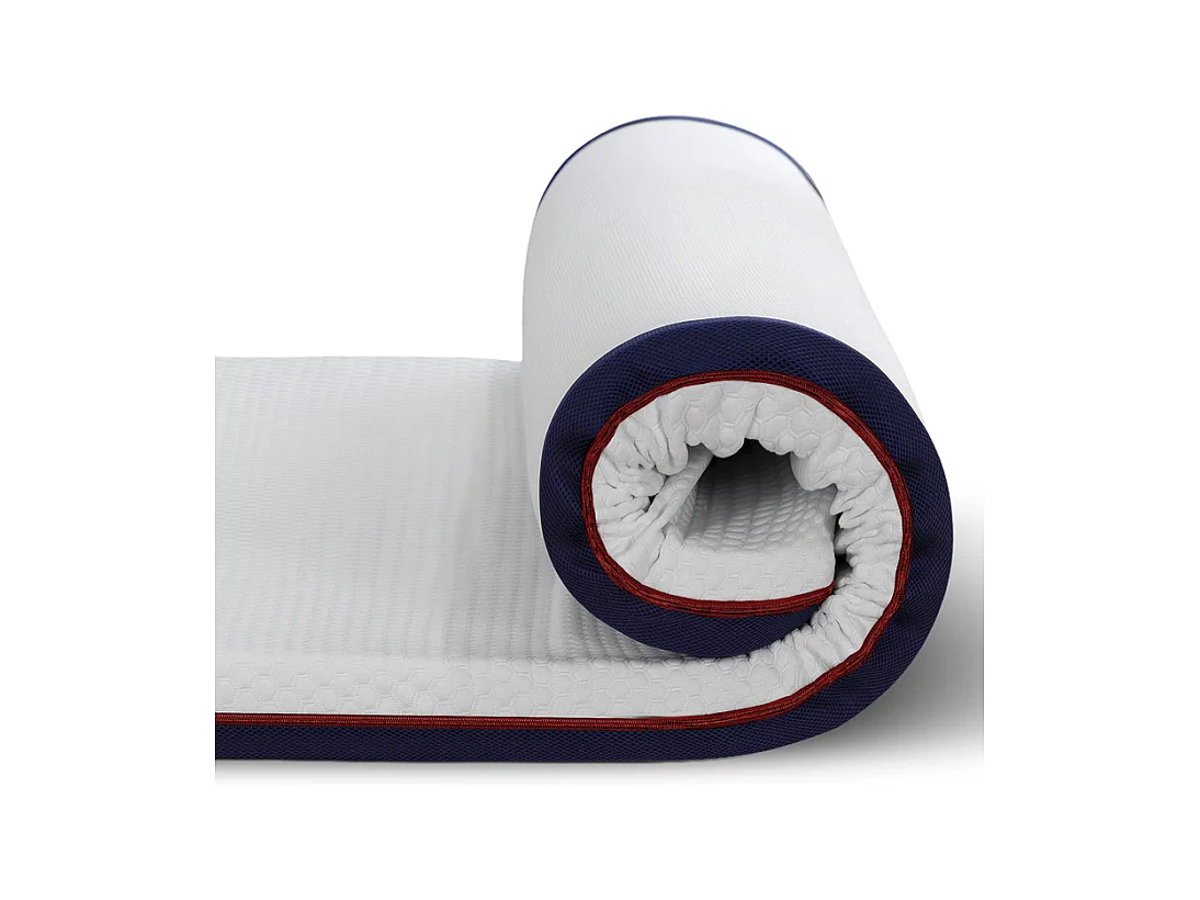 Surmatelas 140x190 cm INRE, Epaisseur 8cm, Mousse à mémoire de forme, haute densité, avec housse hypoallergénique lavable