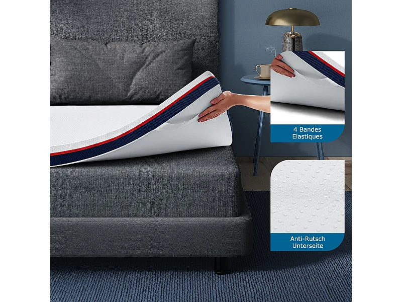 Matrastopper 160x200 cm INRE, 8 cm dik, traagschuim, hoge dichtheid, comfortabel en ademend, met wasbare hypoallergene hoes
