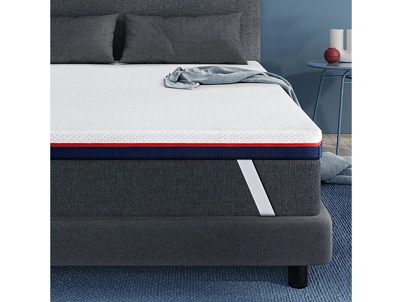 Matrastopper 160x200 cm INRE, 8 cm dik, traagschuim, hoge dichtheid, comfortabel en ademend, met wasbare hypoallergene hoes