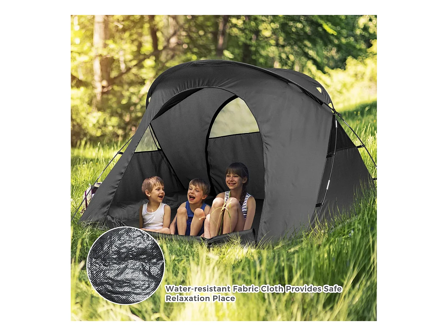 2-Persoons Kampeerbedje tent, 4-in-1 opvouwbaar tentbed, zelfopblazende matras en draagtas, draagbare verhoogde tent voor buitengebruik (Grijs)ZB32374