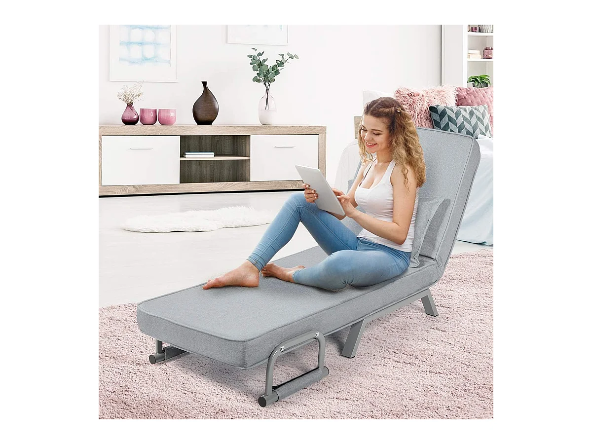 4-in-1 slaapstoel, inklapbaar, slaapbank met 5 standen, verstelbare rugleuning,bankbed met metalen frame, belastbaar tot 150 kg TH32639