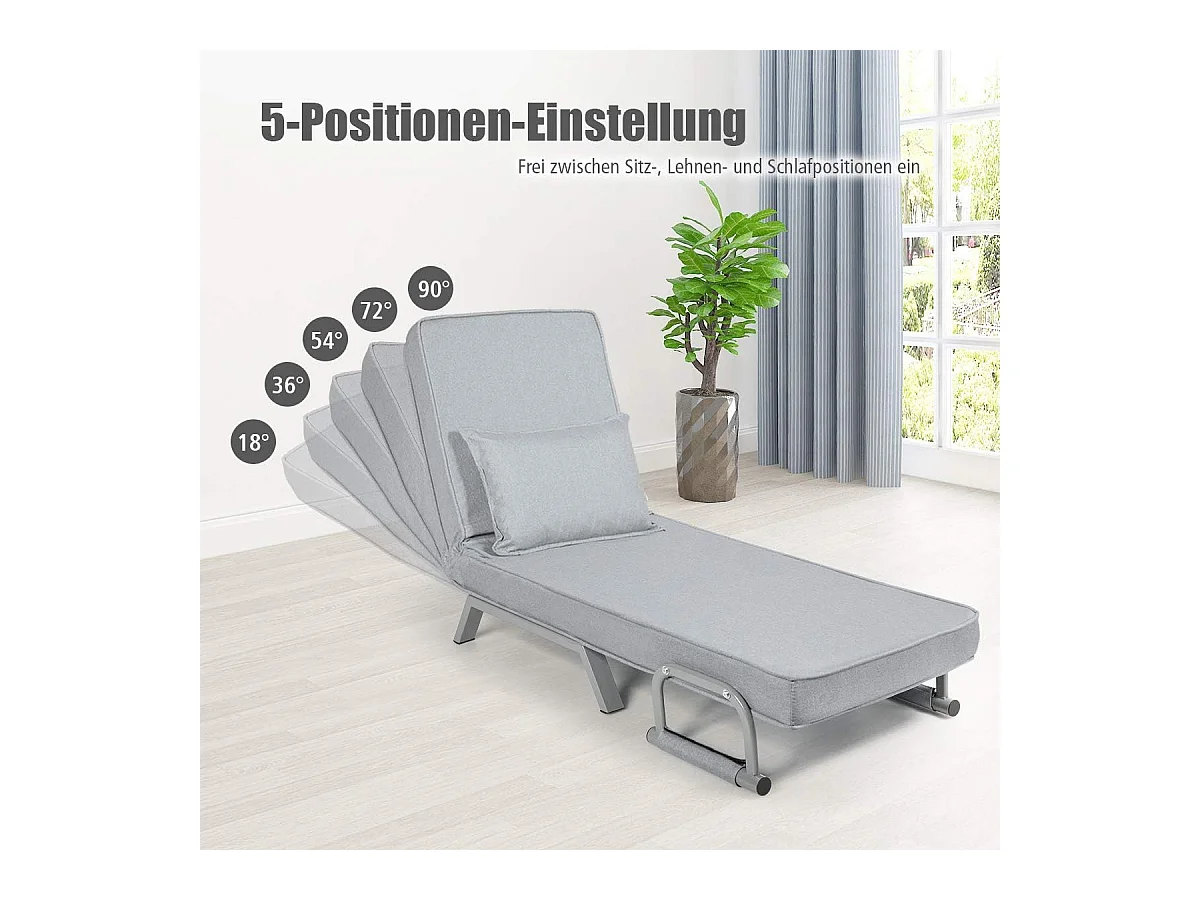 4-in-1 slaapstoel, inklapbaar, slaapbank met 5 standen, verstelbare rugleuning,bankbed met metalen frame, belastbaar tot 150 kg TH32639