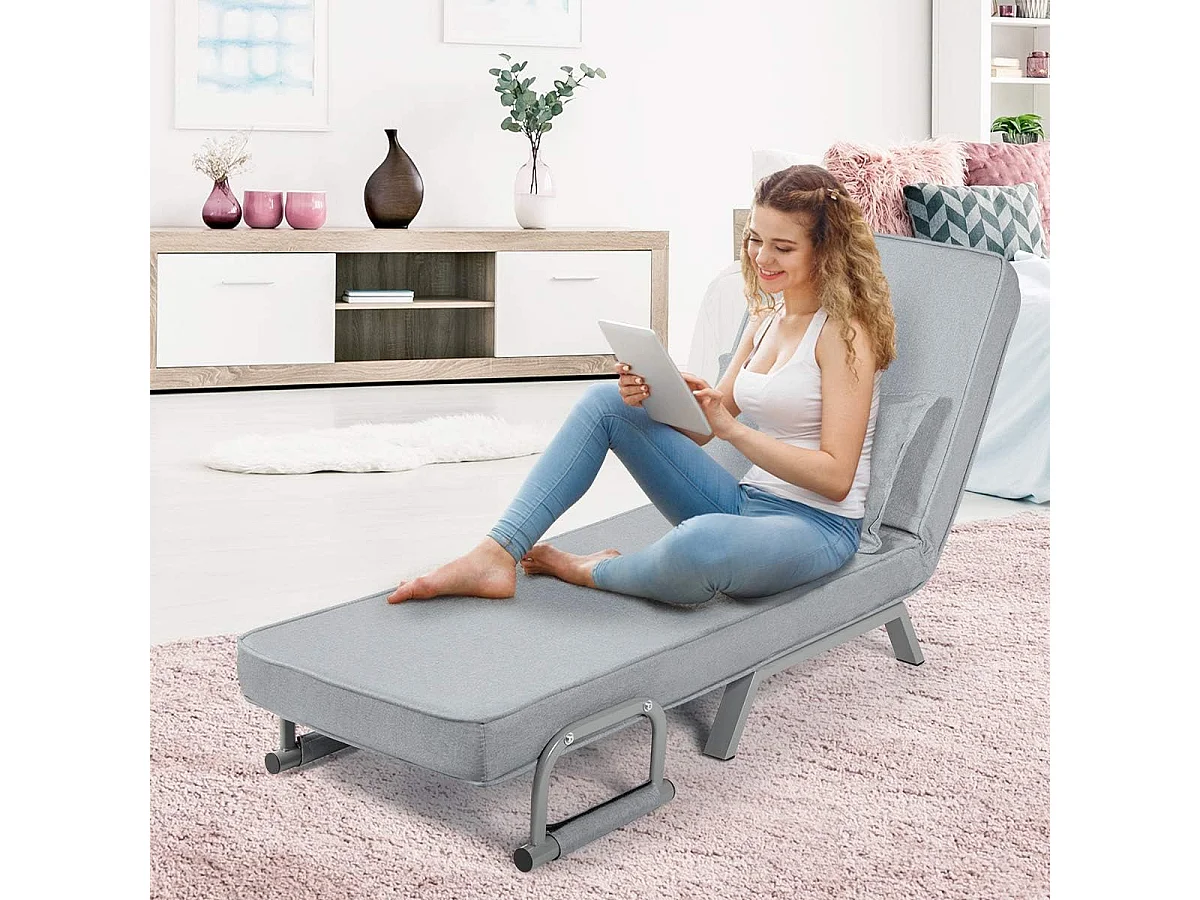 4-in-1 slaapstoel, inklapbaar, slaapbank met 5 standen, verstelbare rugleuning,bankbed met metalen frame, belastbaar tot 150 kg TH32639