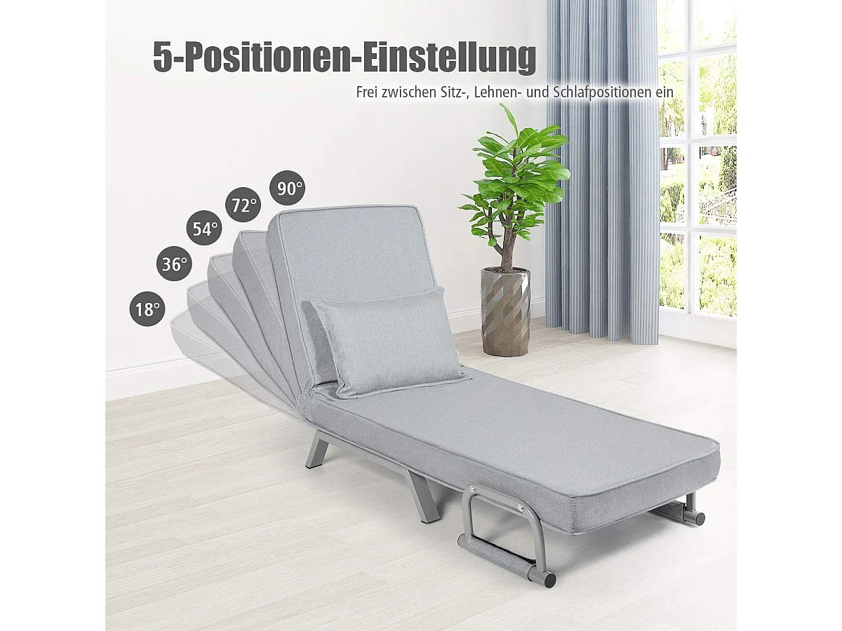4-in-1 slaapstoel, inklapbaar, slaapbank met 5 standen, verstelbare rugleuning,bankbed met metalen frame, belastbaar tot 150 kg TH32639