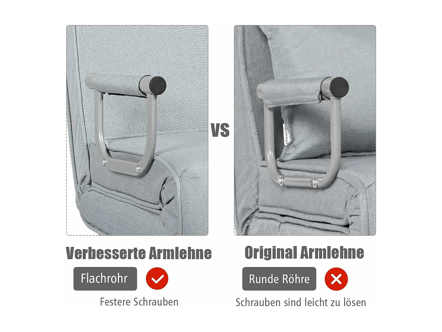 4-in-1 slaapstoel, inklapbaar, slaapbank met 5 standen, verstelbare rugleuning,bankbed met metalen frame, belastbaar tot 150 kg TH32639