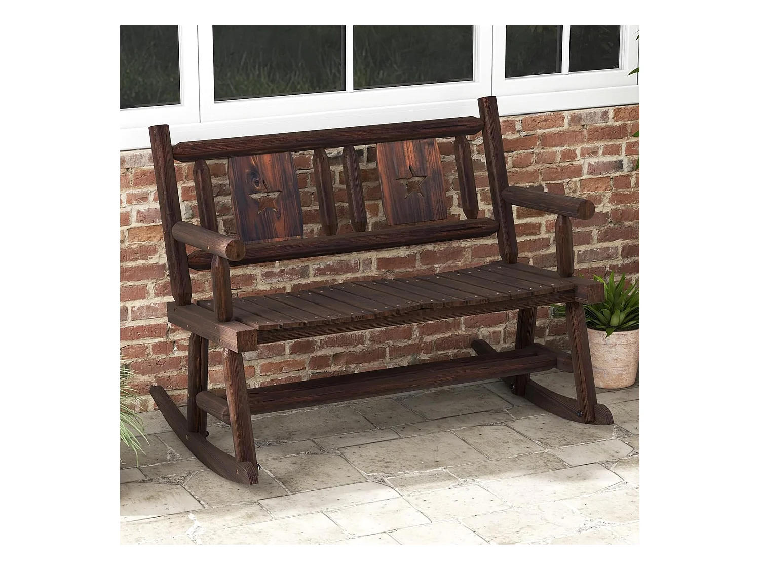 Tuinbank, schommelbank, zitbank tot 320 kg belastbaar, houten bank voor 2-zits, terrasbank van hout, parkbank voor tuin, terras, balkon, 111 x 85 x 89 cm