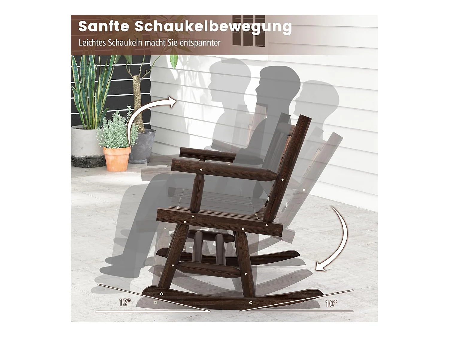 Tuinbank, schommelbank, zitbank tot 320 kg belastbaar, houten bank voor 2-zits, terrasbank van hout, parkbank voor tuin, terras, balkon, 111 x 85 x 89 cm