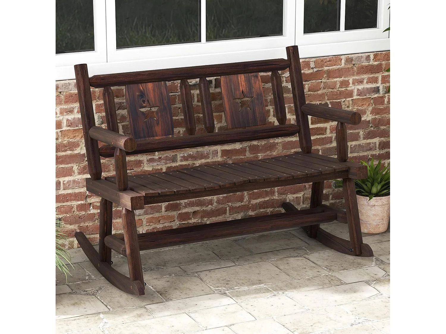Tuinbank, schommelbank, zitbank tot 320 kg belastbaar, houten bank voor 2-zits, terrasbank van hout, parkbank voor tuin, terras, balkon, 111 x 85 x 89 cm