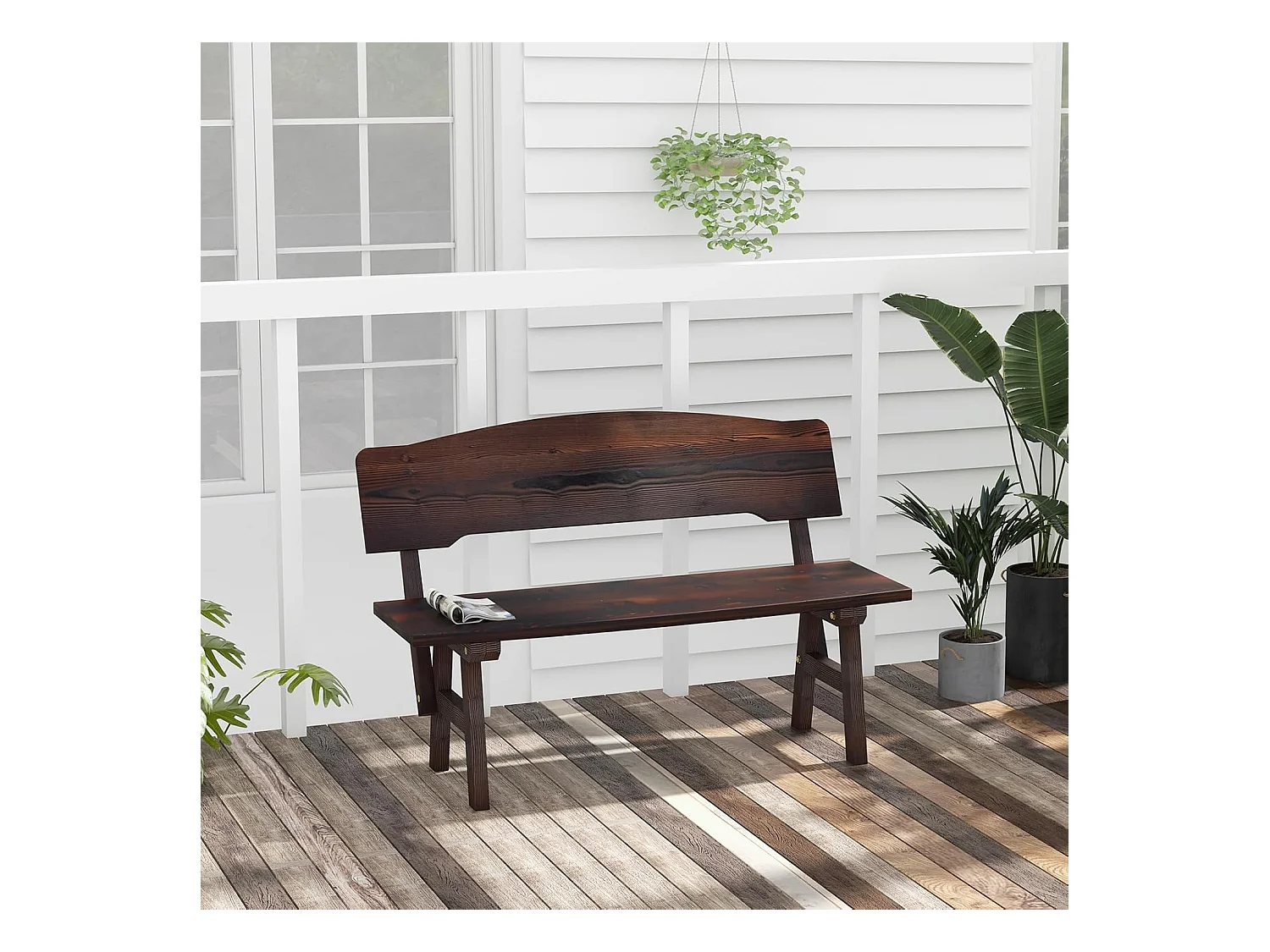 Tuinbank, schommelbank, zitbank tot 320 kg belastbaar, houten bank voor 2-zits, terrasbank van hout, parkbank voor tuin, terras, balkon, 111 x 85 x 89 cm