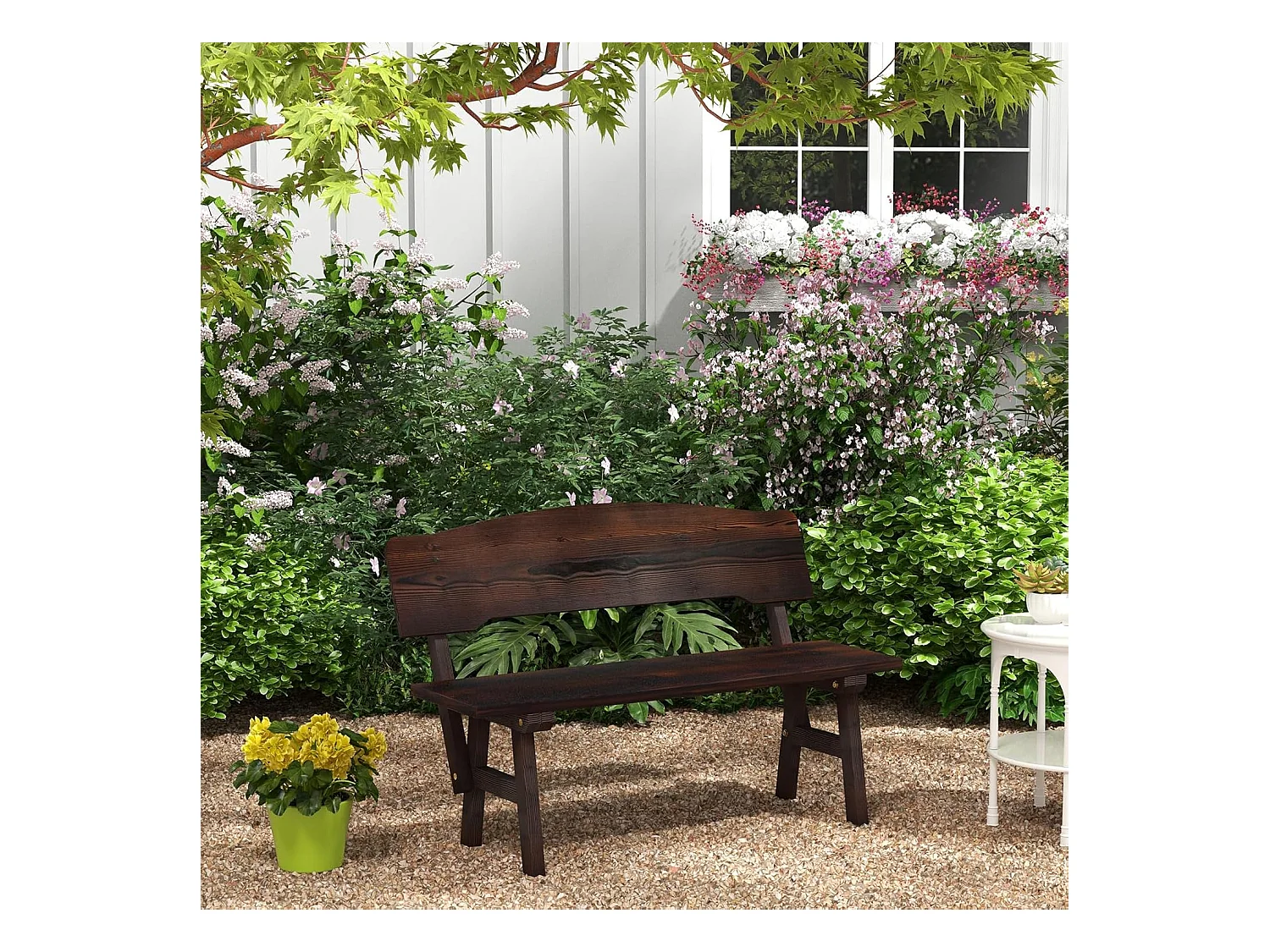 Tuinbank, schommelbank, zitbank tot 320 kg belastbaar, houten bank voor 2-zits, terrasbank van hout, parkbank voor tuin, terras, balkon, 111 x 85 x 89 cm