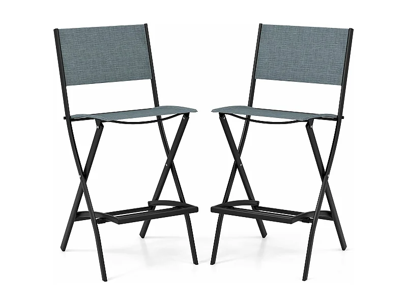 Set van 2 outdoor barkrukken, inklapbare barstoelen, barkruk tot 150 kg belastbaar, zithoogte 71 cm, tuinstoelen voor balkon, tuin en zwembad, blauwZB33563