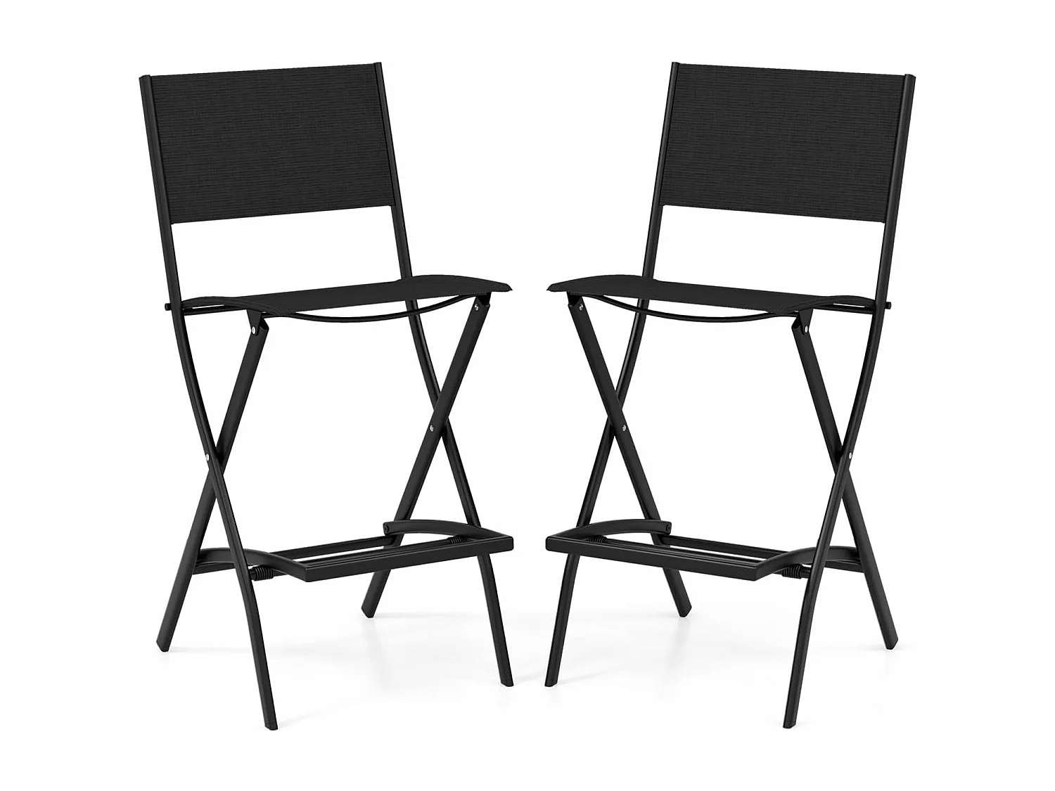 Set van 2 outdoor barkrukken, inklapbare barstoelen, tot 150 kg belastbaar, zithoogte 71 cm, tuinstoelen voor balkon, tuin en zwembad, zwartZB33563