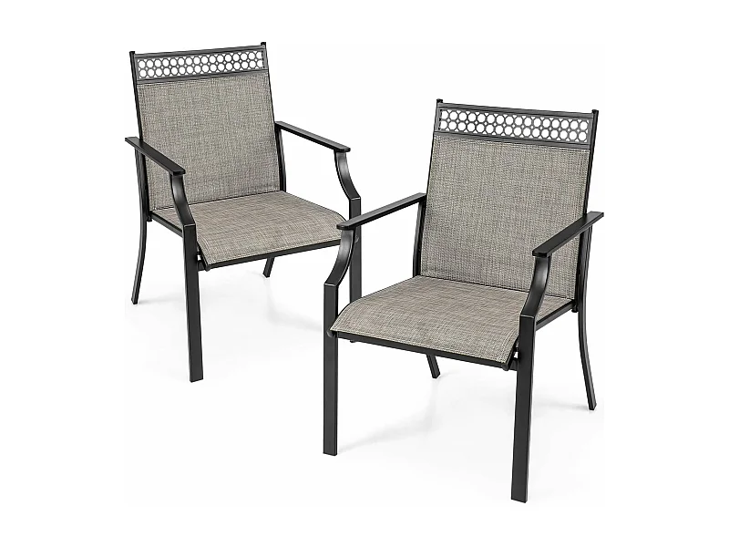 Set van 2 tuinstoelen, terrasstoelen, balkonstoelen met sneldrogende stof, outdoorstoelen, belastbaar tot 150 kg, voor tuin, balkon, zwembad (koffie)ZB33584