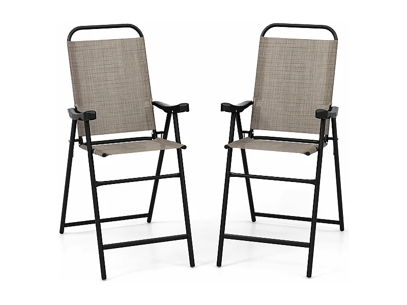 Set van 2 tuinstoelen, hoge klapstoelen met voetensteun,inklapbare barkrukken tot 150 kg belastbaar, balkonstoelen voor balkon, tuin, zwembad ZB33564