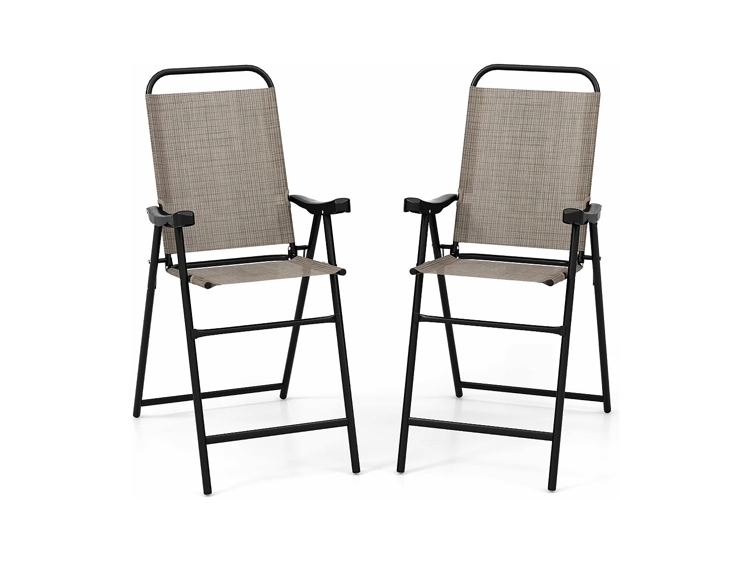 Set van 2 tuinstoelen, hoge klapstoelen met voetensteun,inklapbare barkrukken tot 150 kg belastbaar, balkonstoelen voor balkon, tuin, zwembad ZB33564