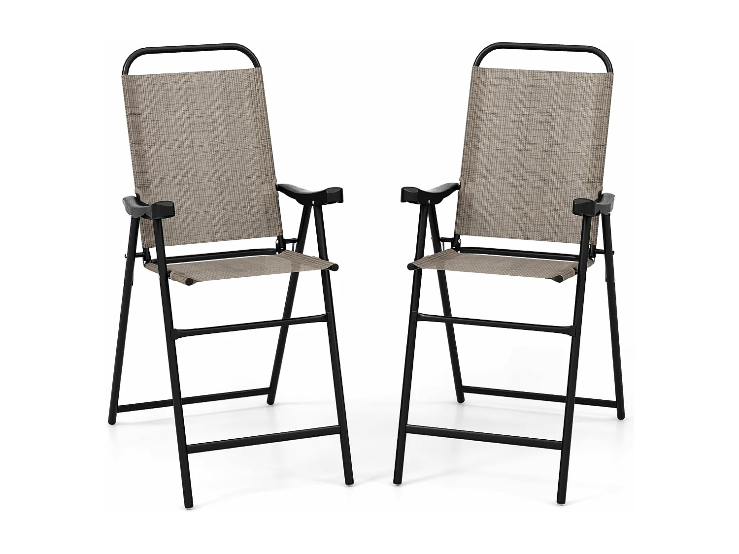 Set van 2 tuinstoelen, hoge klapstoelen met voetensteun,inklapbare barkrukken tot 150 kg belastbaar, balkonstoelen voor balkon, tuin, zwembad ZB33564